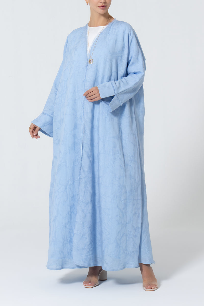 Oversized Viscose Linen Abaya -Baby Blue