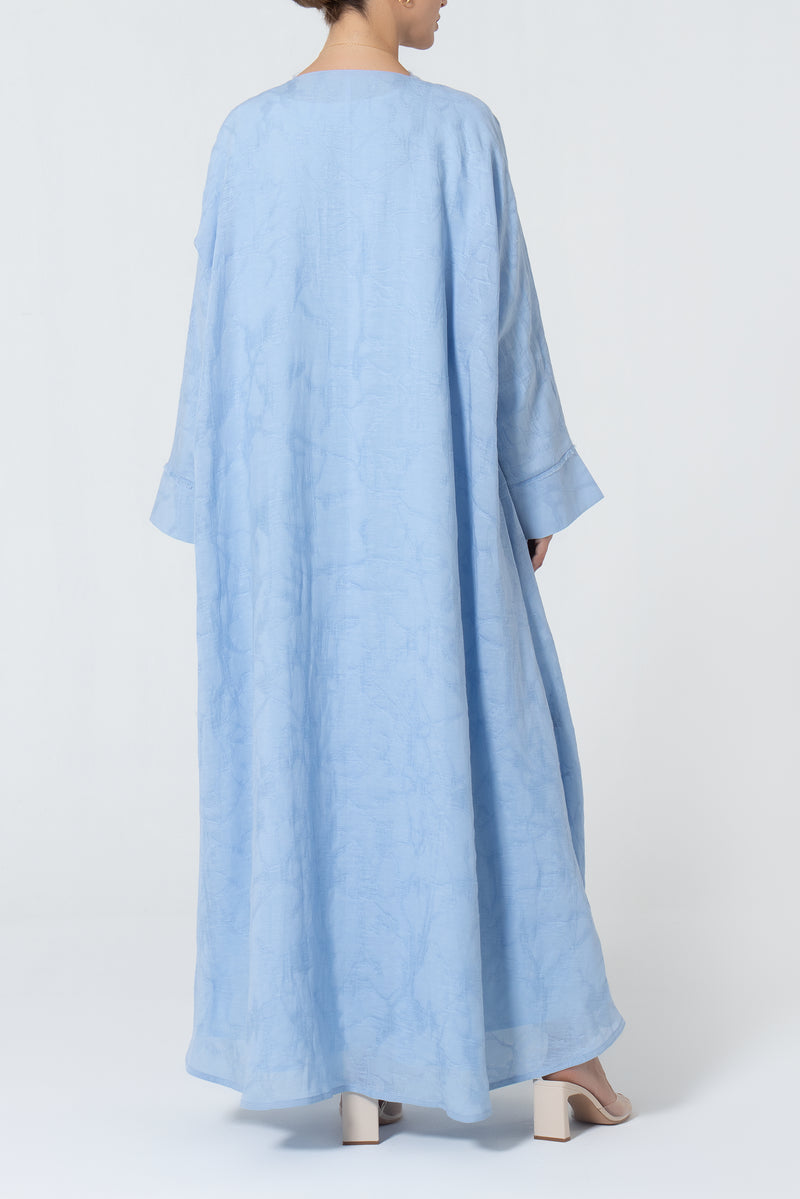 Oversized Viscose Linen Abaya -Baby Blue