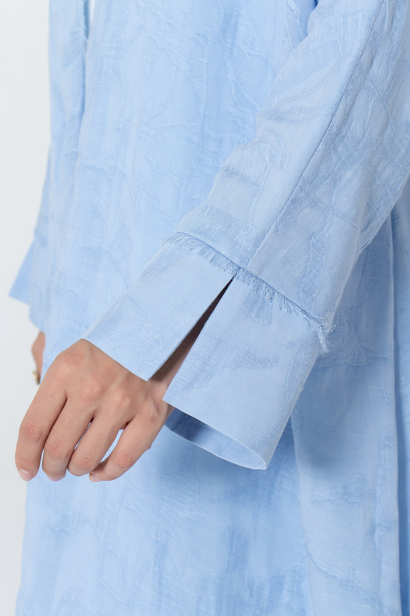 Oversized Viscose Linen Abaya -Baby Blue