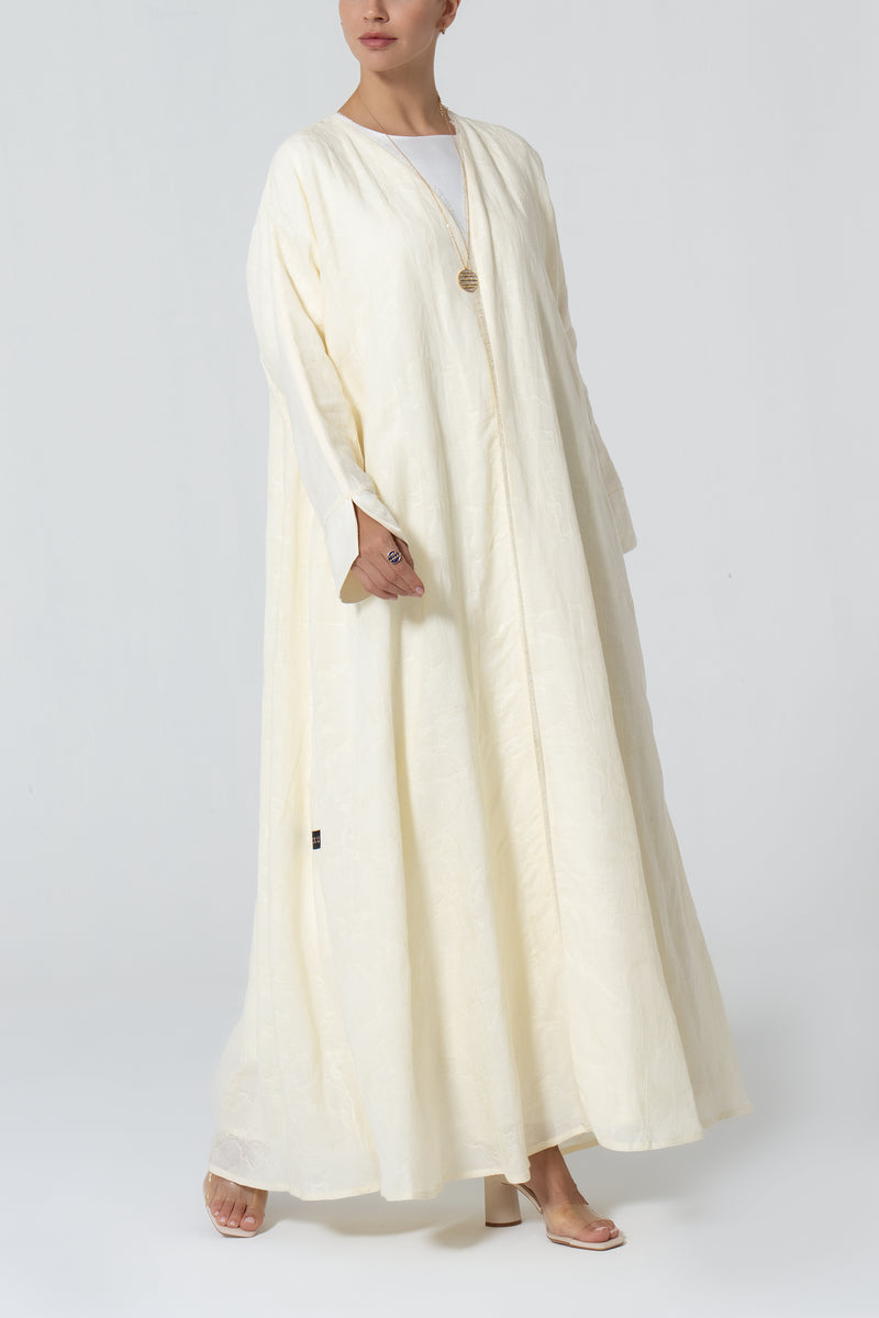 Oversized Viscose Linen Abaya -Light Yellow