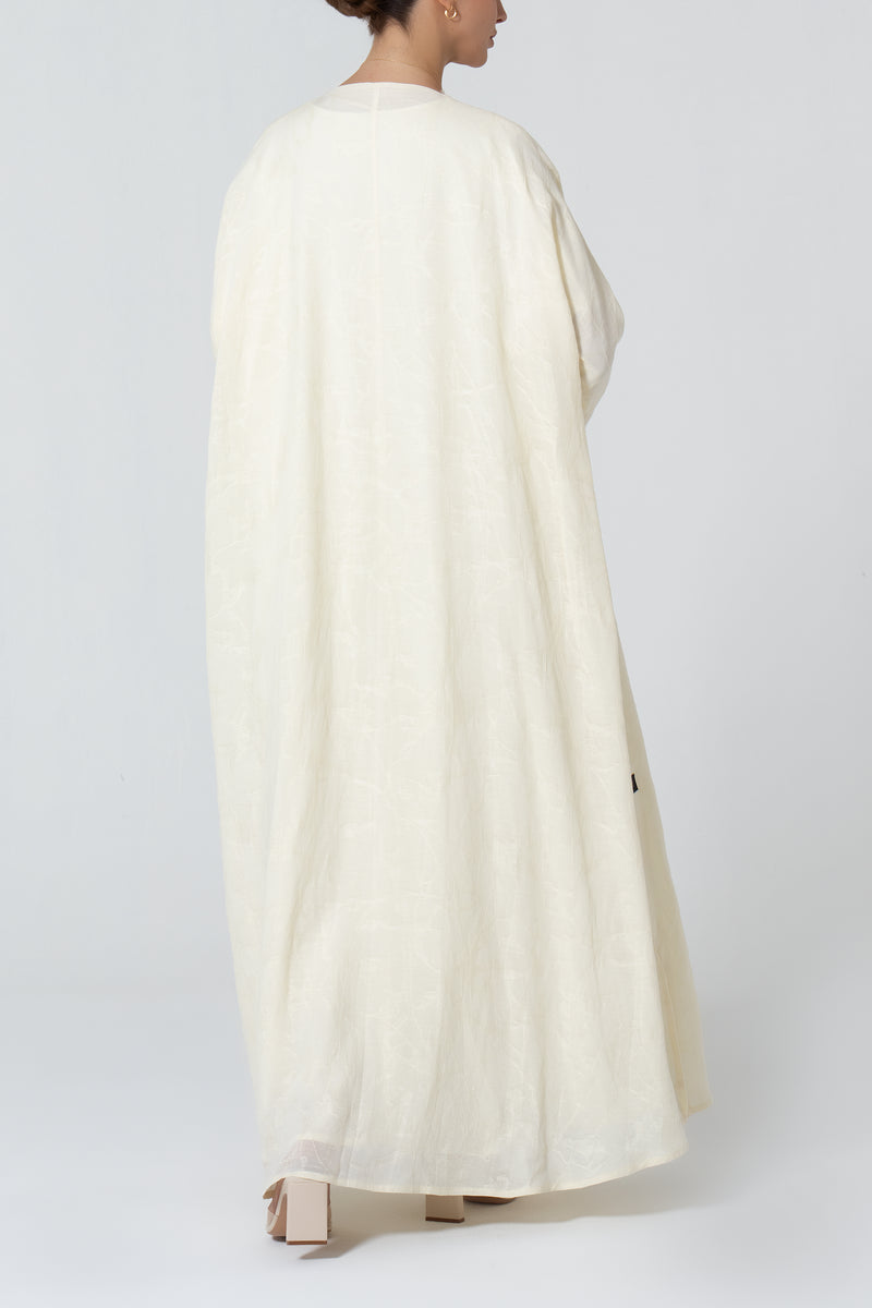 Oversized Viscose Linen Abaya -Light Yellow