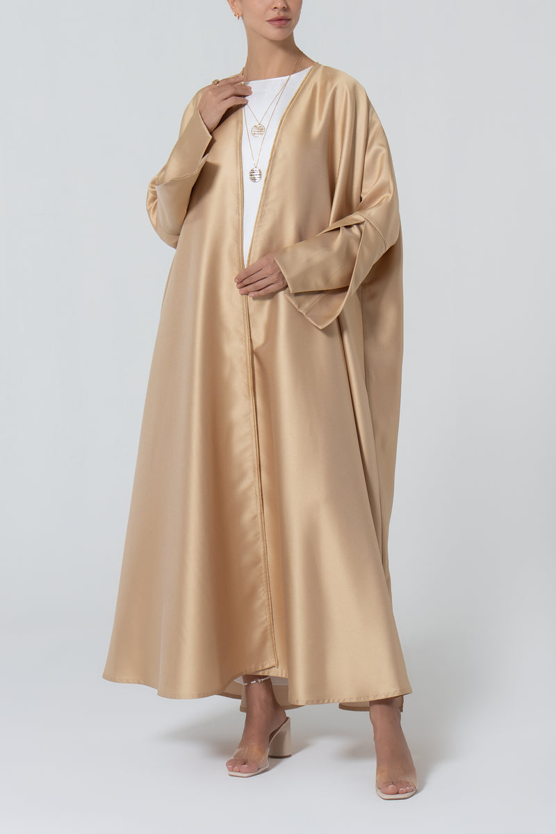 Oversized Taffeta Abaya - Peach