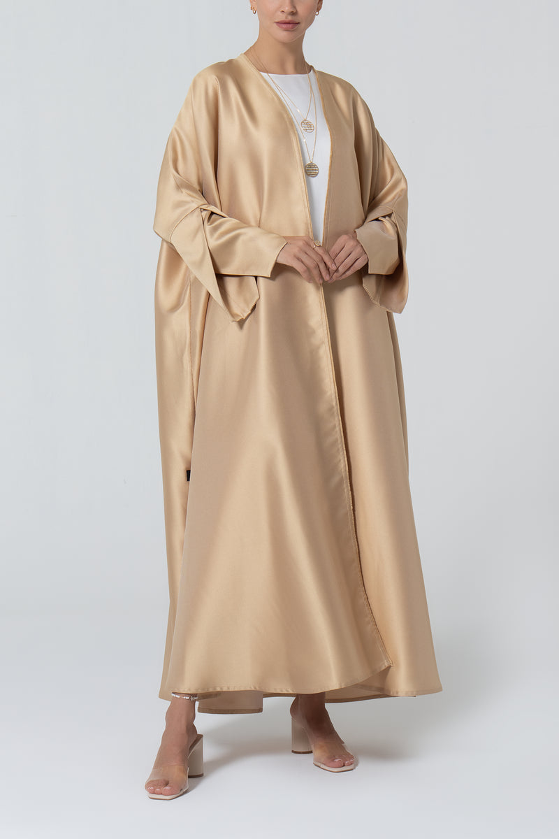 Oversized Taffeta Abaya - Peach