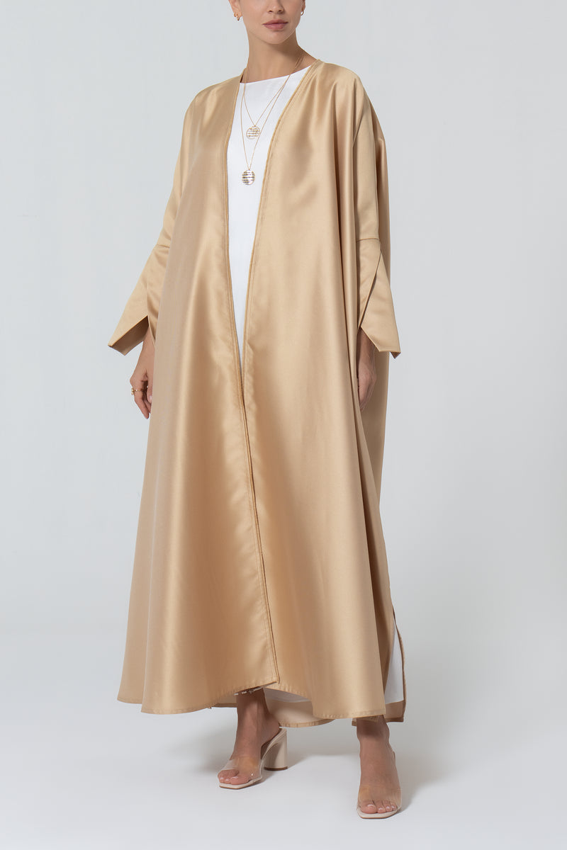 Oversized Taffeta Abaya - Peach