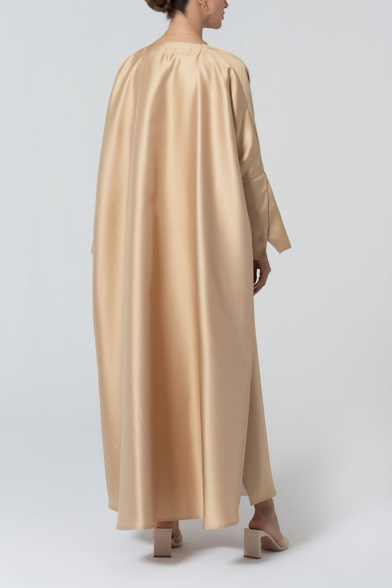 Oversized Taffeta Abaya - Peach