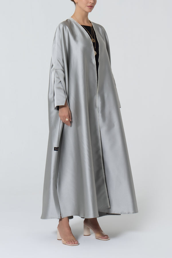 Oversized Taffeta Abaya - Grey