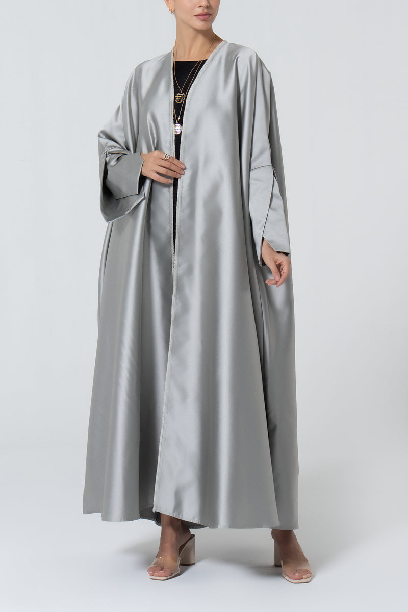 Oversized Taffeta Abaya - Grey