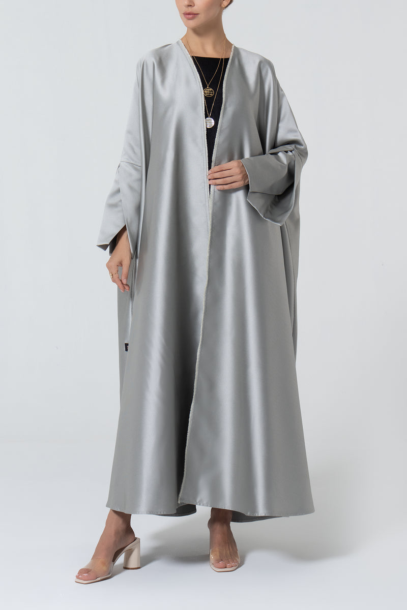 Oversized Taffeta Abaya - Grey