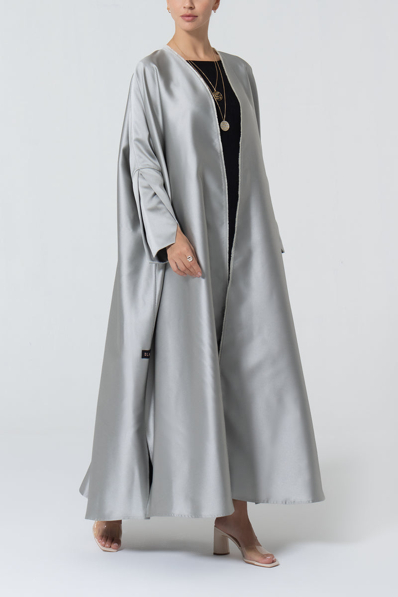 Oversized Taffeta Abaya - Grey