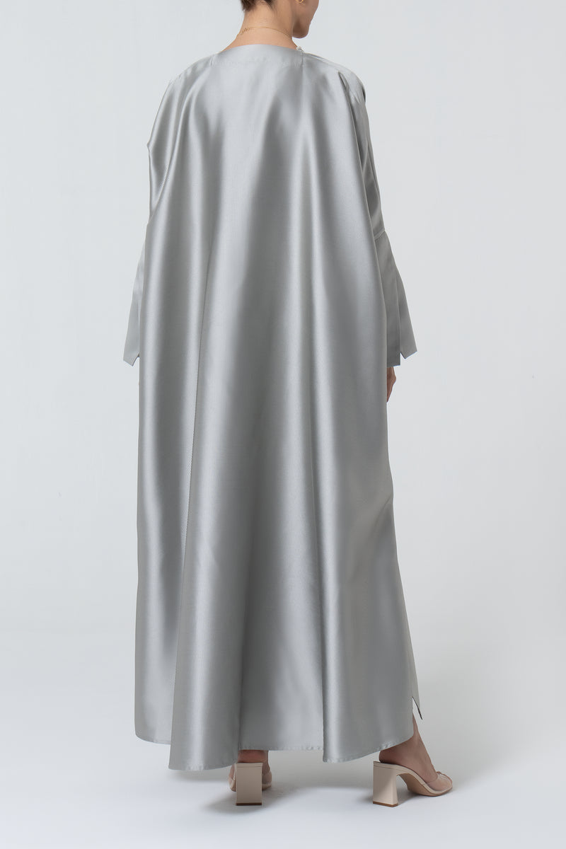 Oversized Taffeta Abaya - Grey