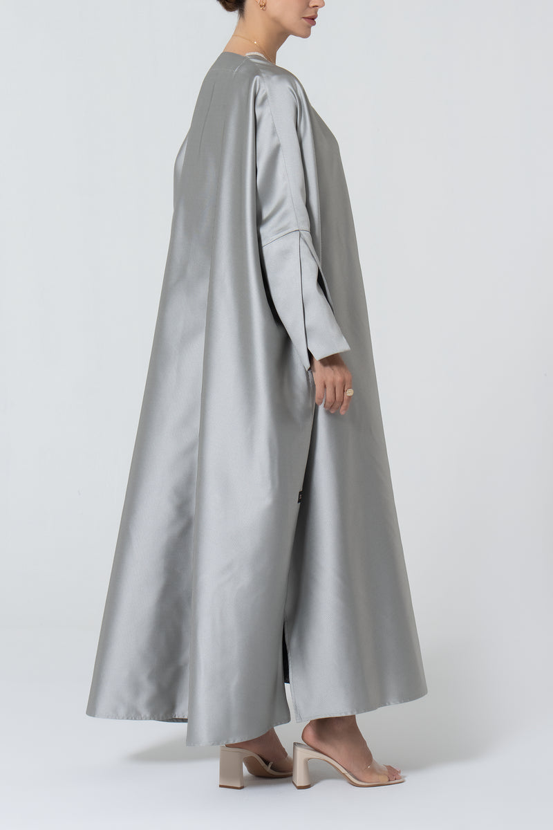 Oversized Taffeta Abaya - Grey