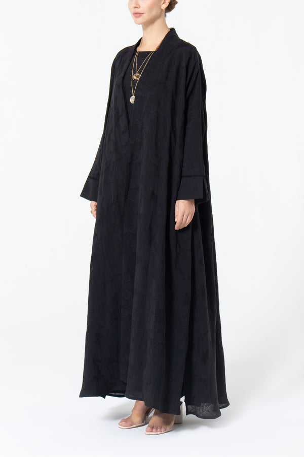 Oversized Viscose Linen Abaya -Black