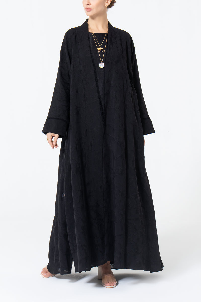 Oversized Viscose Linen Abaya -Black