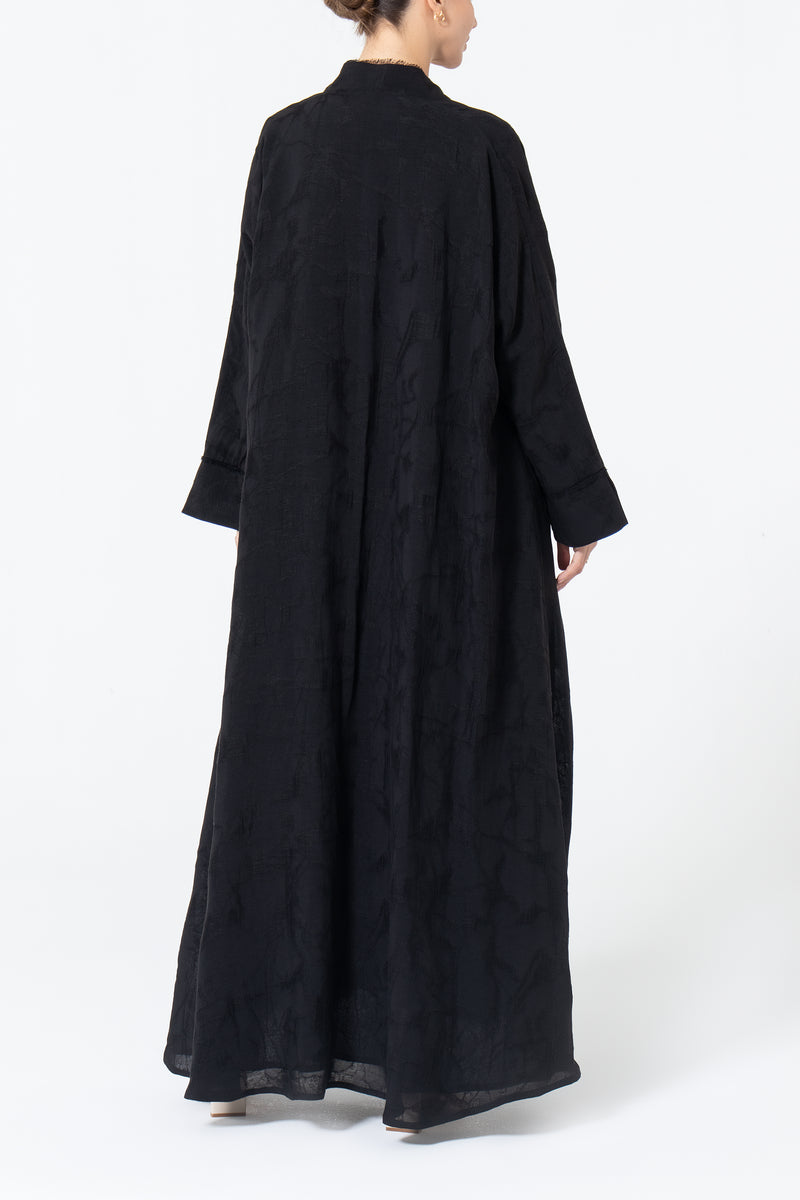 Oversized Viscose Linen Abaya -Black