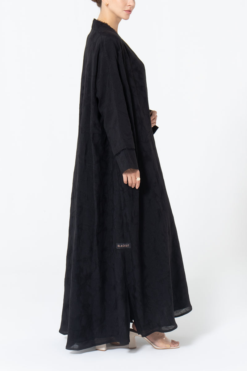 Oversized Viscose Linen Abaya -Black