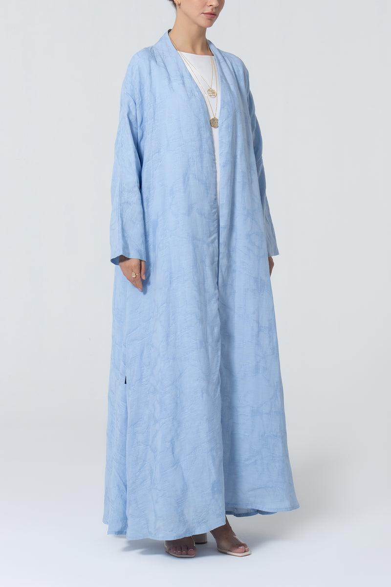 A-Line Viscose Linen Abaya -Baby Blue