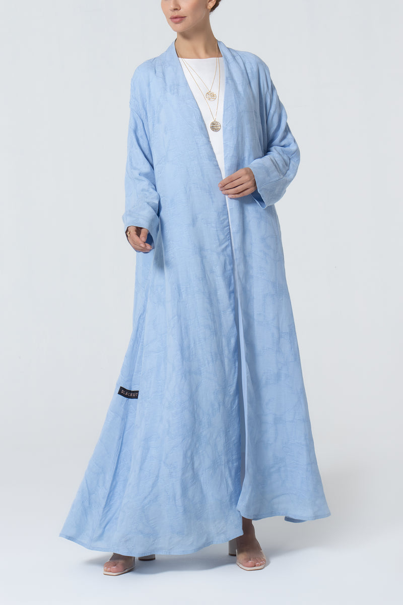 A-Line Viscose Linen Abaya -Baby Blue