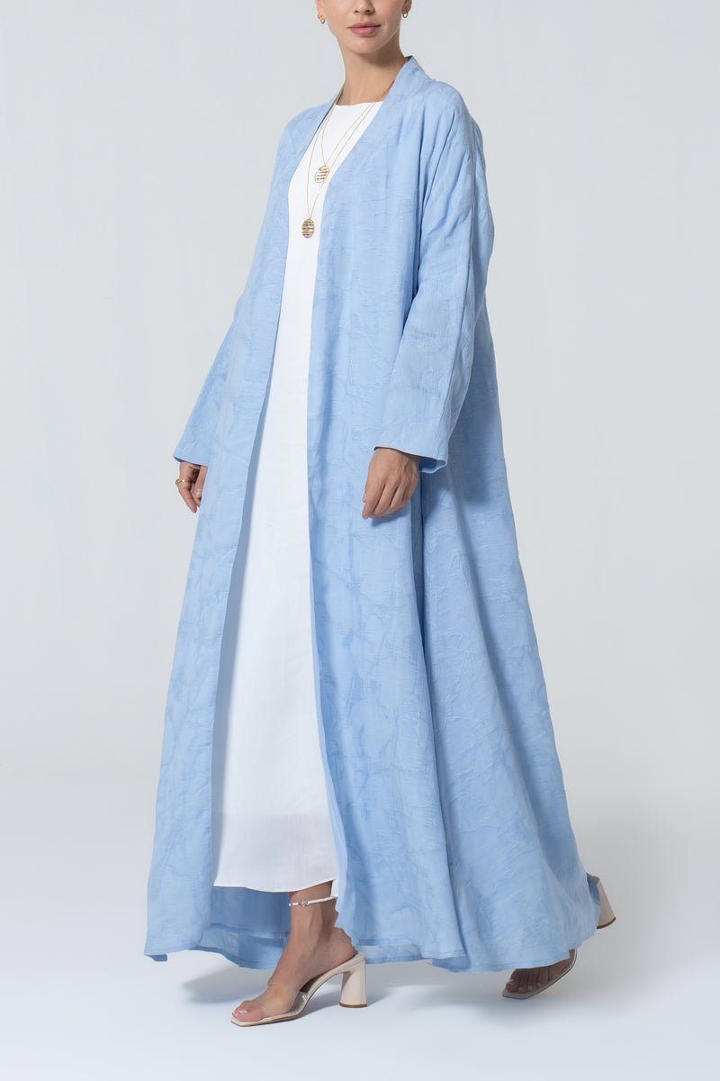 A-Line Viscose Linen Abaya -Baby Blue