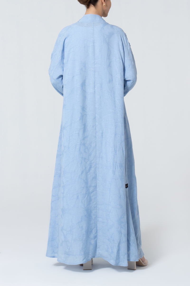 A-Line Viscose Linen Abaya -Baby Blue