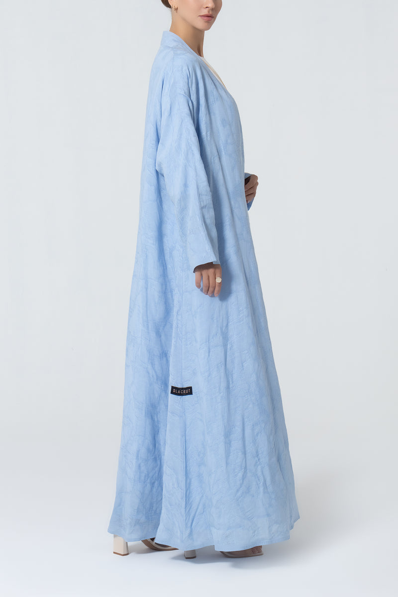 A-Line Viscose Linen Abaya -Baby Blue