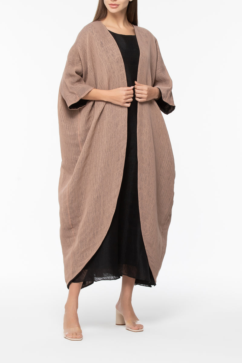 Reversible Wrap Abaya - Brown & Black