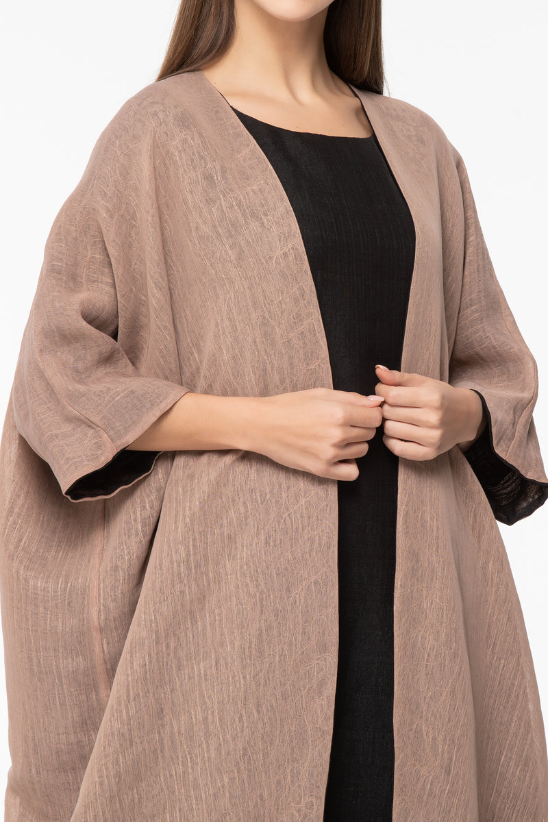 Reversible Wrap Abaya - Brown & Black