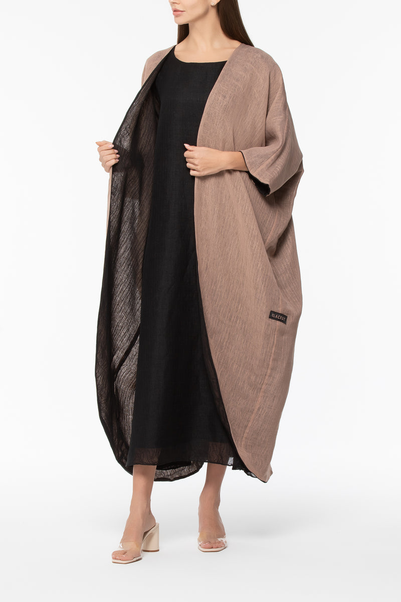 Reversible Wrap Abaya - Brown & Black