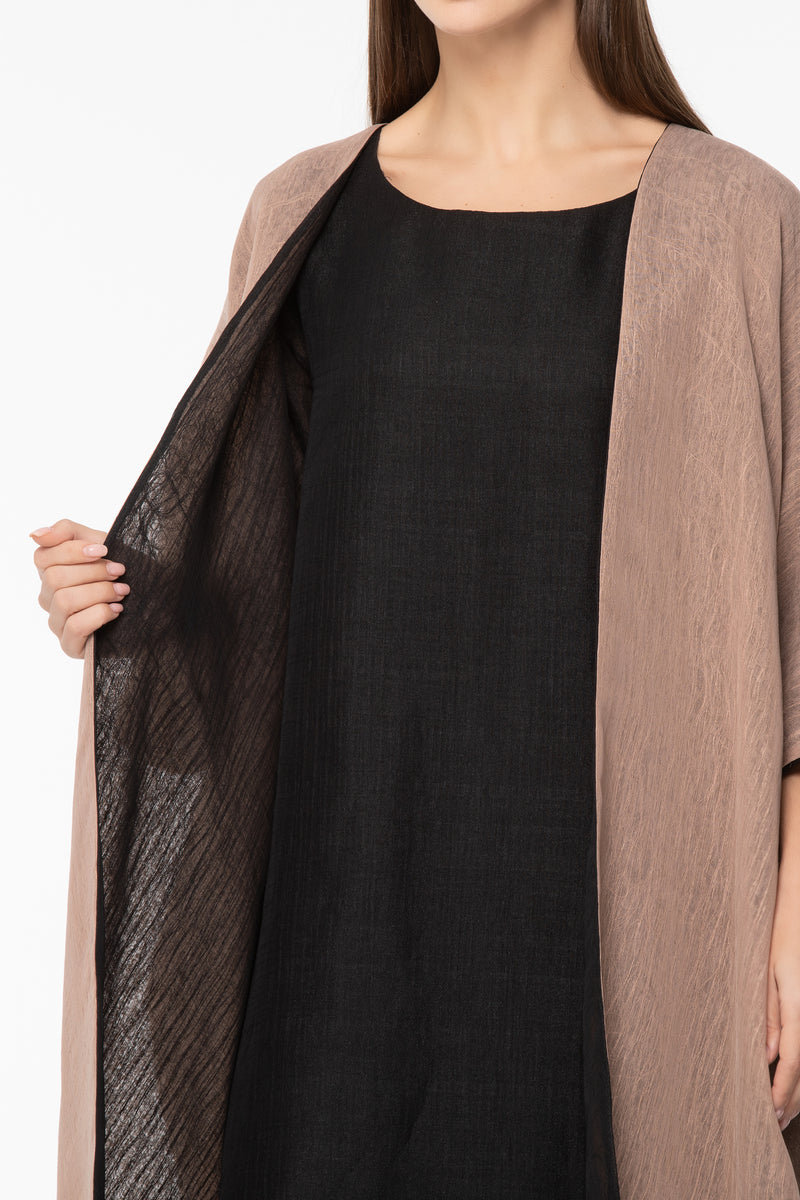 Reversible Wrap Abaya - Brown & Black