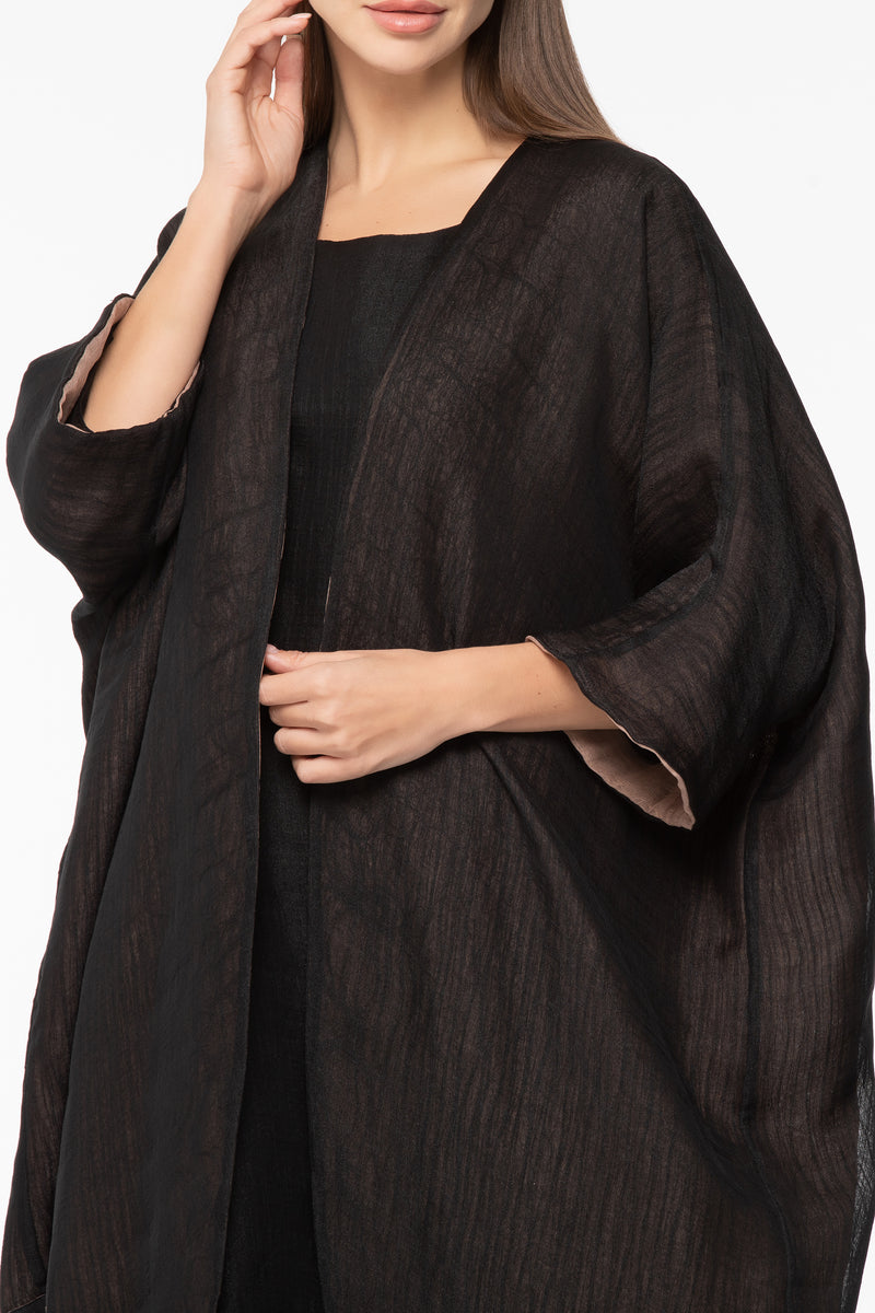 Reversible Wrap Abaya - Brown & Black