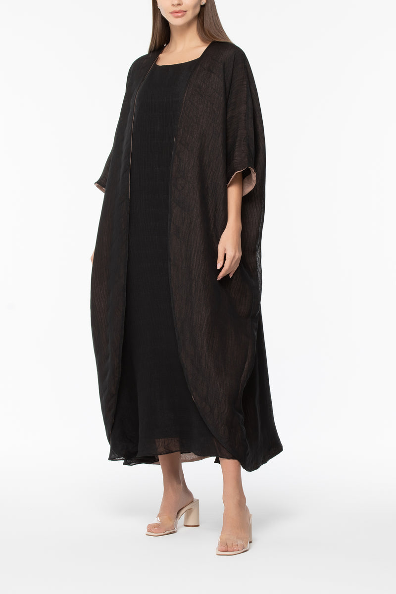 Reversible Wrap Abaya - Brown & Black