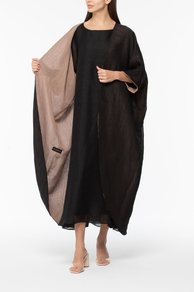 Reversible Wrap Abaya - Brown & Black