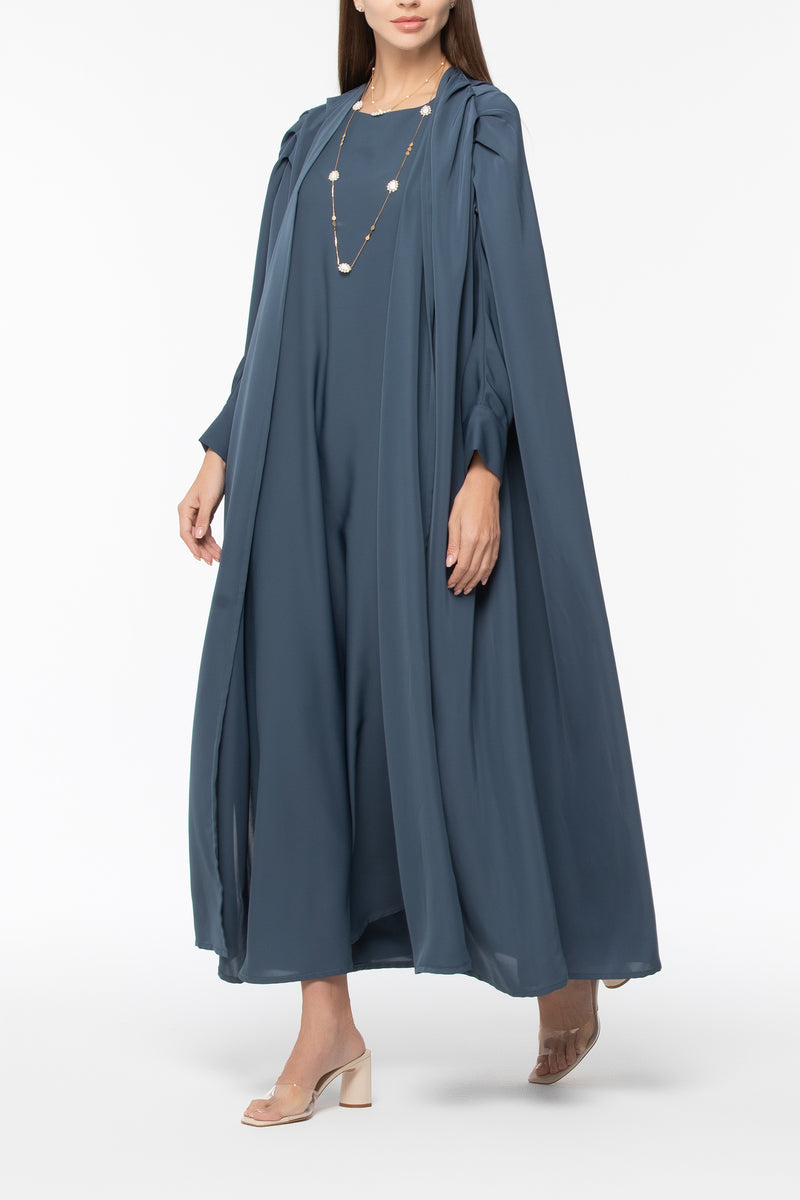 Draped Abaya - Dark Grey