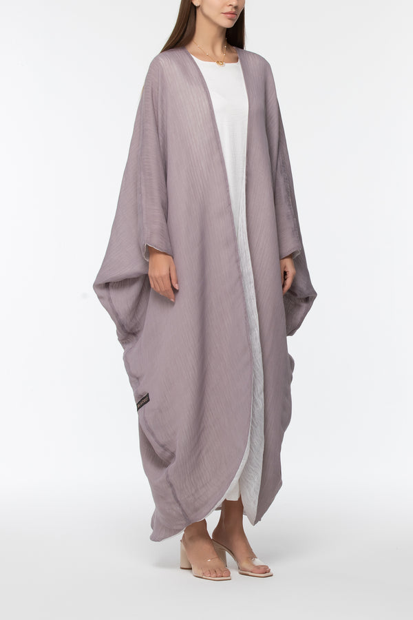 Reversible Wrap Abaya - Grey & White