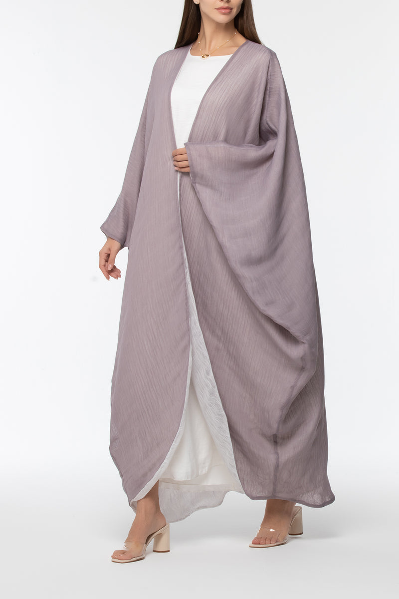 Reversible Wrap Abaya - Grey & White