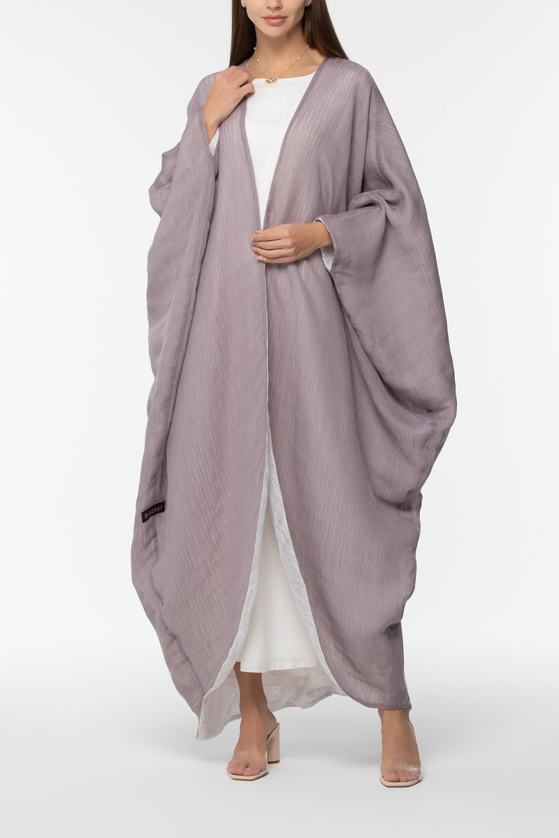 Reversible Wrap Abaya - Grey & White