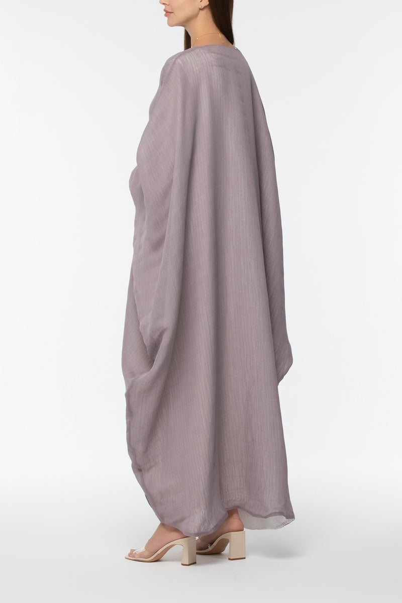 Reversible Wrap Abaya - Grey & White