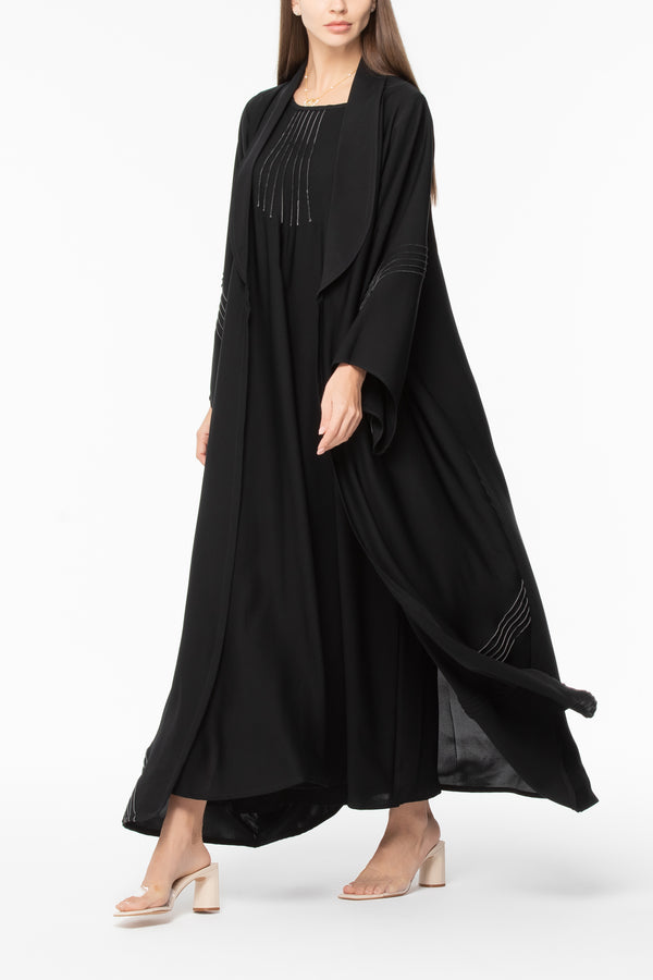 Pintuck Details A-Line Abaya