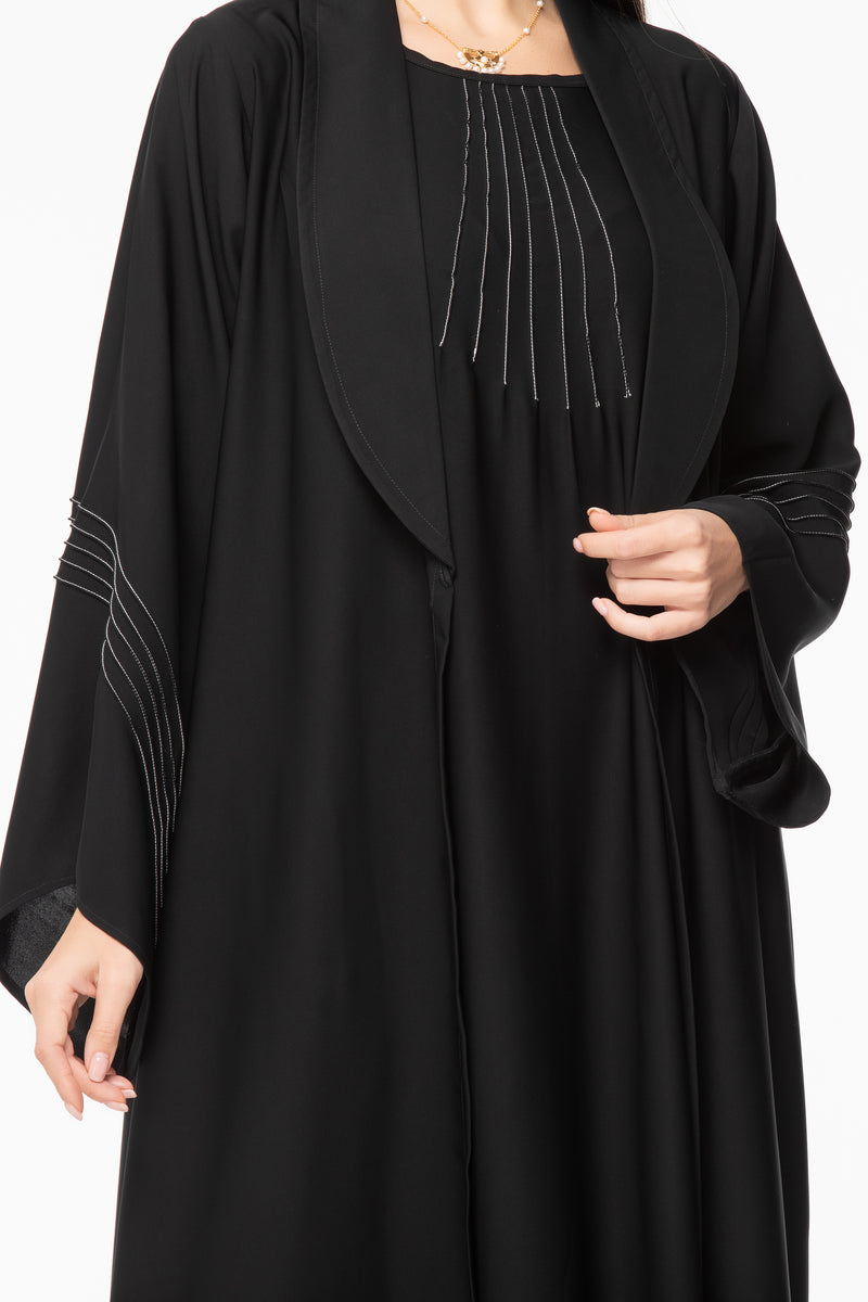 Pintuck Details A-Line Abaya