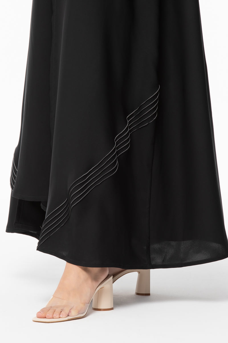 Pintuck Details A-Line Abaya