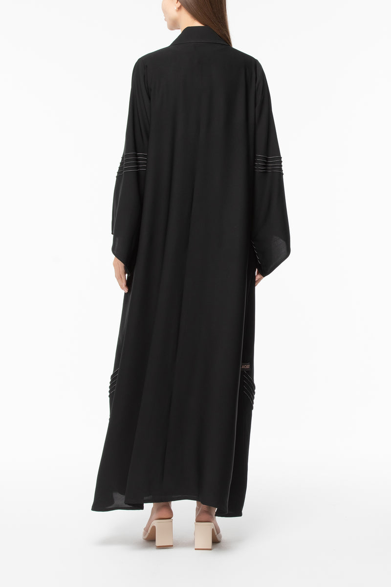 Pintuck Details A-Line Abaya