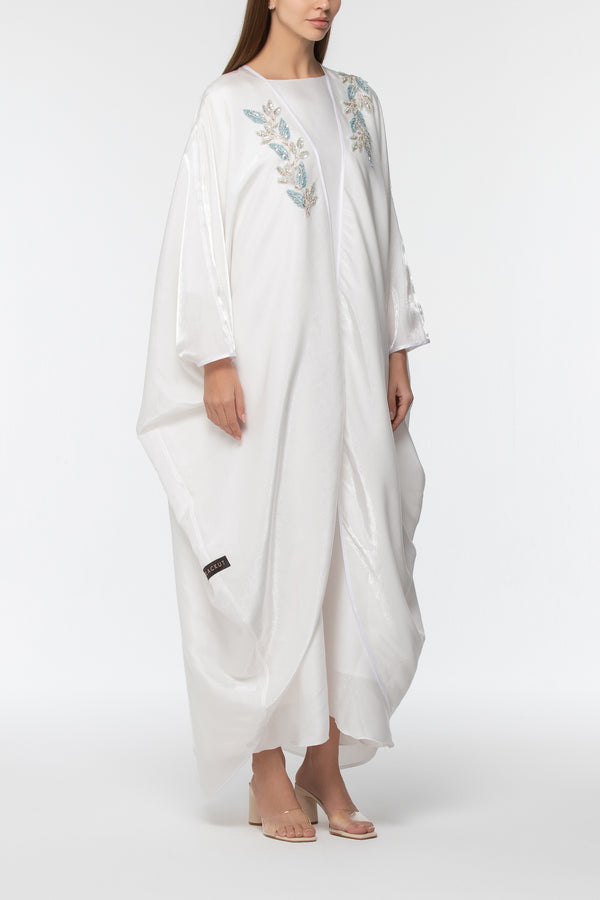 Wrap Abaya with Leaves Embroidery