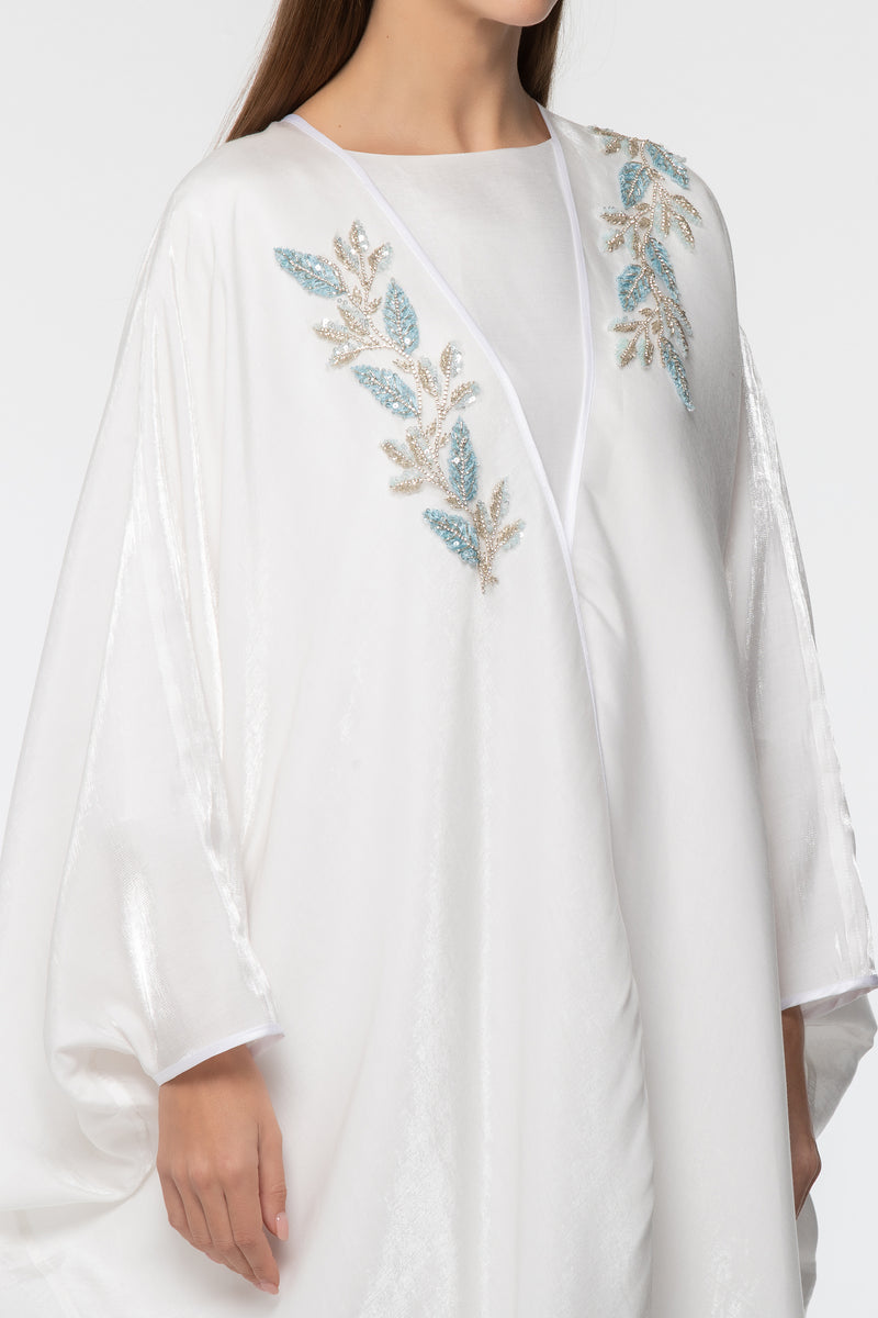 Wrap Abaya with Leaves Embroidery